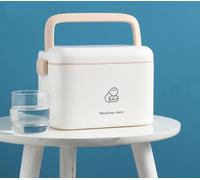 Candeon Medicals Box Storage Box - Multifunctional Double Layer Medicine Cabinet First Aid Box Home Pharmacy Cabinet Portable with Safety Buckle 24x15x16cm for Home Office Car School (White)