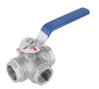 Candeon Three-way T-type ball valve, 1 inch 3-way ball valve, three-way valve, stainless steel internal thread, 3-way valve, three-way valve, water pipe, ball valves for water, oil and steam