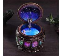 Candeon Vintage Music Box, with Rotating Goddess Twinkling LED Lights, 12 Constellations Design - Plays Castle in the Sky Melody, Unique Collectible Gift for Adults, Christmas, Birthday (Aquarius)
