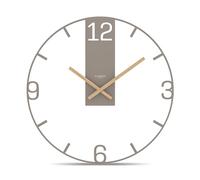 Cander Berlin Biona XXL Wall Clock Silent 50 cm Metal Wooden Hands without Ticking Noises Large Modern Warm Grey Living Room Kitchen Vintage
