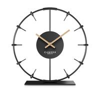 Cander Berlin Ilmera Table Clock Silent 22 cm Metal Wooden Hands without Ticking Noises Modern Black Living Room Kitchen Vintage