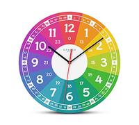 Cander Berlin MNU 7930 R Children's Silent Wall Clock, 12 Inch MDF Analogue for Learning Boys and Girls Children's Room, No Ticking, Multi-Colour