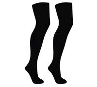 Candid Styles® 2 Pairs Ladies Over The Knee Long Casual Plain Thermal Sock - Womens Thigh High Winter Warm Opaque Socks (Black, 4-7)