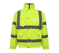 Candid Styles® Hi Vis Viz Bomber Jacket High Visibility Workwear Safety Security Hooded Padded Waterproof Taped Seams Work Wear Coat Top Plus Size S-5XL