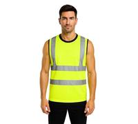 Candid Styles Hi Vis Viz Sleeveless Vest, High Visibility Reflective Safety Security Workwear Double Tape Tank Top Plus Size S-XXL