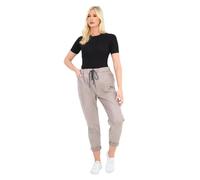 Candid Styles Italian Wet Look Ladies Faux Leather Magic Pants Drawstring Joggers Disco Super Stretchy Casual Womens Comfy Trousers (Mocha, 8-14)