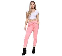Candid Styles Ladies Stretch Magic Trousers Womens Crushed Casual Leggings#Coral Plain Trouser#UK 8-14