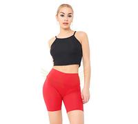 Candid Styles® Ladies Women Cycling Shorts Cotton Leggings 1/2 Length Above-Knee Shorts Active Sports Casual Pants (12, Red)