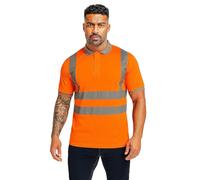 Candid Styles® Men Hi Vis Short Sleeve Polo Shirt, High Visibility Hi Viz Reflective Tape Safety Security Workwear T-Shirt Tops (Orange, XX-Large)
