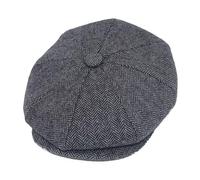 Candid Styles® Men Women's Classic Wool Blend Herringbone Newsboy Cap, Vintage Baker Boy Hat Unisex Peaky Style All-Season Wear Hats (Dark Grey-HT109378, XL)