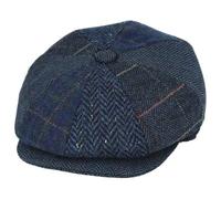Candid Styles® Men Women's Classic Wool Blend Herringbone Newsboy Cap, Vintage Baker Boy Hat Unisex Peaky Style All-Season Wear Hats (Patch Blue-HT3164, L)