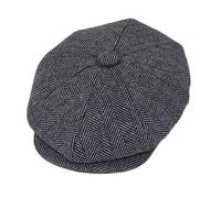 Candid Styles® Men Women's Classic Wool Blend Herringbone Newsboy Cap, Vintage Baker Boy Hat Unisex Peaky Style All-Season Wear Hats (Grey-HT411907, S)
