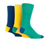 Candid Styles® Mens ColourBurst Socks | Soft Hold Toe Seams Non Elastic Soft Cotton Socks Honey Comb Top Calf Socks (Yellow/Green, PK 3, 6-11)