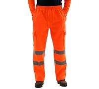 Candid Styles® Mens Hi Vis Work Trouser, Hi Viz Fleece Jogging Bottoms Combat Trousers, High Visibility Workwear Joggers Safety Reflective Tape Band Bottoms Pant (Orange, 3X-Large)