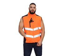Candid Styles® Mens Hi Viz Vis Bodywarmer Fleece Lined High Visibility Reflective Waterproof Workwear Security Safety Wear Warm Gilet Waistcoat Body Warmer Padded Vest(Orange/Navy,3XL)