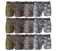 Candid Styles® New Mens Boxers Urban Boyz Underwear Camouflage Colors Shorts Elastic Waistband Camo Underwear Soft & Breathable Briefs (PK12,XL)