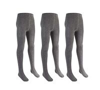 Candid Styles® Pack Of 3 Kids Girls Cotton Rich Plain School Warm Thick Tights Children Winter School Warm Cotton Rich Plain Super Soft Stretch Breathable Warmer(Grey,9-10)