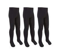 Candid Styles® Pack Of 3 Kids Girls Cotton Rich Plain School Warm Thick Tights Children Winter School Warm Cotton Rich Plain Super Soft Stretch Breathable Warmer(Black,5-6)