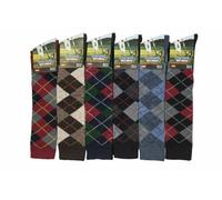 Candid Styles® Pack of 3 Mens Cotton Rich Knee High Sock Gents Summer Golfing Sports Long Hose Argyle Socks (Assorted Color, 6-11)