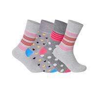 Candid Styles® Pack of 6 Womens Diabetic & Circulatory Non-Elastic Cotton Rich Multi Design Socks, Ladies Feel Comfort No Irritation, Smooth Toe Seam Loose Top Sock (TK151982, 4-8)