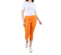 Candid Styles® Womens 3/4 Length Three Quarter Elasticated Waist Cropped Trousers, Ladies Stretch Capri Leggings Summer Bottoms Pants (Orange, 16)