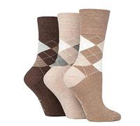 Candid Styles® Womens Argyle Socks Honey Comb Top Non Binding Soft Cotton Loose Elastic Top Sock Assorted Colors In 3 Pairs, 6 Pairs UK 4-8