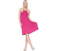 Candid Styles Womens Bandeau Sheering Strapless Shirred Boobtube Elasticated Swing Dress Top (16-18, Cerise)