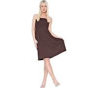 Candid Styles Womens Bandeau Sheering Strapless Shirred Boobtube Elasticated Swing Dress Top (8-10, Chocolate, Numeric_8)