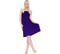 Candid Styles Womens Bandeau Sheering Strapless Shirred Boobtube Elasticated Swing Dress Top (8-10, Navy, Numeric_8)