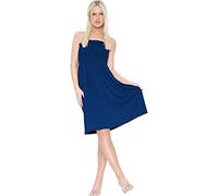 Candid Styles Womens Bandeau Sheering Strapless Shirred Boobtube Elasticated Swing Dress Top (8-10, Teal, Numeric_8)