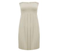 Candid Styles Womens Bandeau Sheering Strapless Shirred Boobtube Elasticated Swing Dress Top Cream