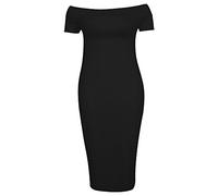 Candid Styles Womens Celebs Off Shoulder Bardot Ladies Stretch Party Bodycon Midi Dress 8-22, XXL 20-22 Plus Size, Black - Celebrity Inspired by Michelle Keegan