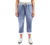 Candid Styles Womens Italian Denim Joggers Sweatpants Plain Floral Star Elasticated Waist Gym Running Yoga Pants Jogging Turn Up Trousers 8-22#Light Denim Tie Dye Plain Trouser#UK 20-22