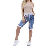 Candid Styles Womens Italian Shorts Plain & Floral Elastic Waist Turn Up Summer Beach Trouser Ladies Pants Capri UK 8-22