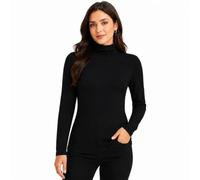 Candid Styles Womens Ladies Polo Roll Neck Long Sleeve Turtle Neck Plain Jumper Top Black, 12-14