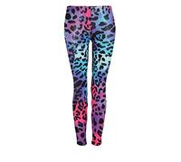 Candid Styles Womens Ladies Skull Bone Tie Dye USA Cross and Wet Look Print Legging Plus Size, M/L 12-14, Multi Colour Leopard Print