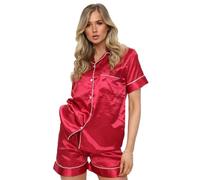 Candid Styles Womens Short Pajamas Set, Ladies Sleepwear Nightwear Pyjamas Sets, Short Sleeve Button Down Shirt With Pj 2 Piece Co-Ord Set For Women’s Summer Loungewear (Wine, 8-10)