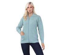 Candid Styles Womens Zipped Cable Knit Long Sleeve Zip Through Fasten Jumper Top Ladies Classic Knitwear Zipper Cardigan Pullover (Dusty Green, 18-20)