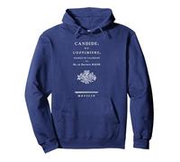 Candide or Optimism Voltaire Title Page T-Shirt Pullover Hoodie, Adult Unisex, Navy Blue, Large