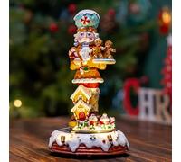 Candieslife Animated Musical Christmas Gingerbread Nutcracker Collection Figurines with Rotating Train for Xmas Decor Gift, Tabletop Decorations Christmas Ornaments