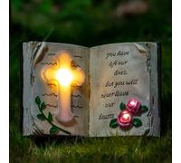 Candieslife Outdoor Solar Bible Cross Garden Stakes Lights, Waterproof Memorial Grave Decorations Gifts for Cemetery Outdoors Lawn Yard Home Patio Decor