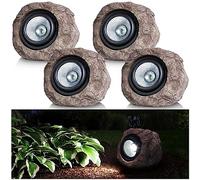 Candieslife Solar Garden Rock Lights Outdoor - IP65 LED Waterproof Solar Spotlight, Solar Powered Landscape Lights Decorative Garden Stone Light for Pathway, Walkway, Yard, Patio (4 Pack)