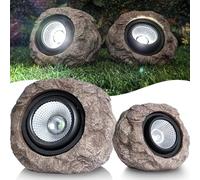 Candieslife Solar Rock Lights Outdoor Garden Waterproof - Super Bright LED Solar Spotlights, Solar Powered Landscape Path Decorative Garden Stone Lights for Pathway, Walkway, Yard, Patio (2 Pack)