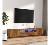 Canditree 200 cm Modern TV Stand Cabinet with LED Lights, TV Unit with Storage, Entertainment Center for Living Room (Smoked Oak)