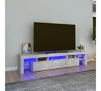 Canditree Modern TV Stand Cabinet with LED Lights, 200 cm TV Unit with Storage, TV Console, Entertainment Center for Living Room (Concrete Grey)