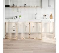 Canditree Wooden Foldable Dog Gate, Freestanding Pet Fence Indoor Dog Gate for Small/Medium Dogs, Dog Door for Doorways Stairs Kitchen (90cm H, 4 Panels)