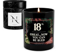 Candle 18th Birthday Gift - Funny Bday Card Smoked Vanilla Soy Wax Candle in Black Glass Jar with Gift Box, Birthday Present for Her Him Sister Brother Women, Home Fragrance, Up to 50 Hours