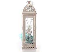 Candle Candlestick Holders,Wrought Iron Metal Glass Wind Lantern Romantic Creative Wedding Lantern Hollow Retro Decoration (Onecolor M code)