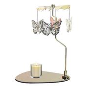 Candle Carousel 13X18CM Rotary Candle Spinner Metal Rotating Tea Light Holder Golden Spinning Candle Holder Stand Butterfly
