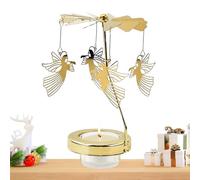 Candle Carousel - 5.04x2.36 inch Christmas Rotary Gold Candle Spinner Decoration for Dining Table, Bedroom, Living Room with Rotating Heat Function, Metal Design, Home Décor Gift Use
